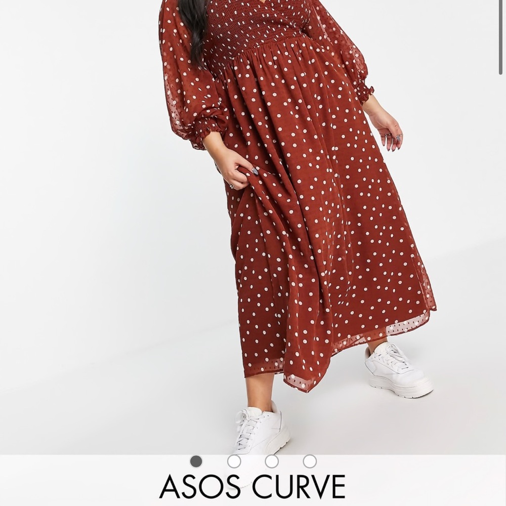 ASOS Curve Brown Polka Dot Maxi Dress
